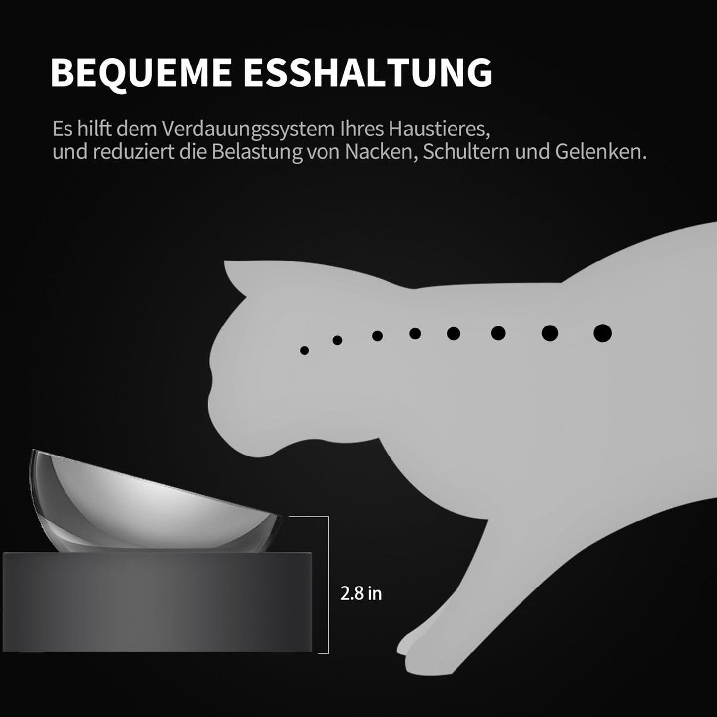 PETKIT CYBERTAIL Katzen Erhöhte Schüssel Edelstahl, Gekippter Hund Katzen Erhöhte Futternäpfe Lebensmittelqualität, rutschfeste No Spill Haustier Fütterungsschalen für Katzen und Kleine Hunde