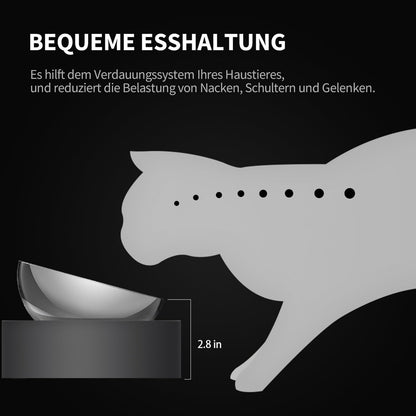 PETKIT CYBERTAIL Katzen Erhöhte Schüssel Edelstahl, Gekippter Hund Katzen Erhöhte Futternäpfe Lebensmittelqualität, rutschfeste No Spill Haustier Fütterungsschalen für Katzen und Kleine Hunde
