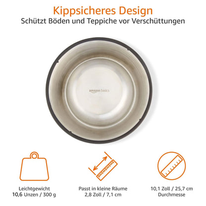 Amazon Basics Hundenapf, Edelstahl, 2 Stück, 946ml, Silberfarben
