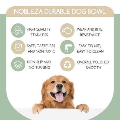Nobleza - 2 Stück Edelstahl Hundenapf, Futternapf Hund, Wassernapf für Mittelgroße/Große Hunde, rutschfeste Stapelbare Haustiergerichte Haustiergerichte, Haustierfütterungsschüssel für Hunde 22.5 cm