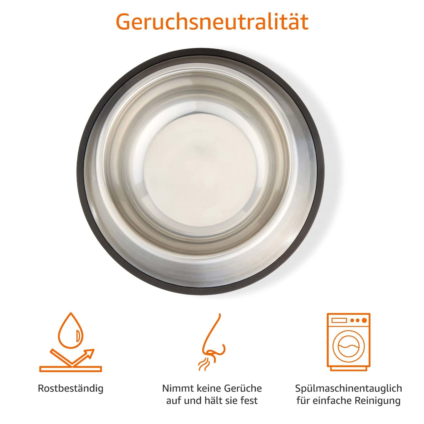 Amazon Basics Hundenapf, Edelstahl, 2 Stück, 946ml, Silberfarben