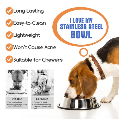 Nobleza - 2 Stück Edelstahl Hundenapf, Futternapf Hund, Wassernapf für Mittelgroße/Große Hunde, rutschfeste Stapelbare Haustiergerichte Haustiergerichte, Haustierfütterungsschüssel für Hunde 22.5 cm